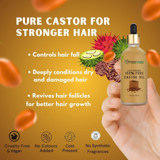 Pure Castor Oil -For Stronger Hair, Skin & Nails - No Mineral Oil & Silicones -100ml…