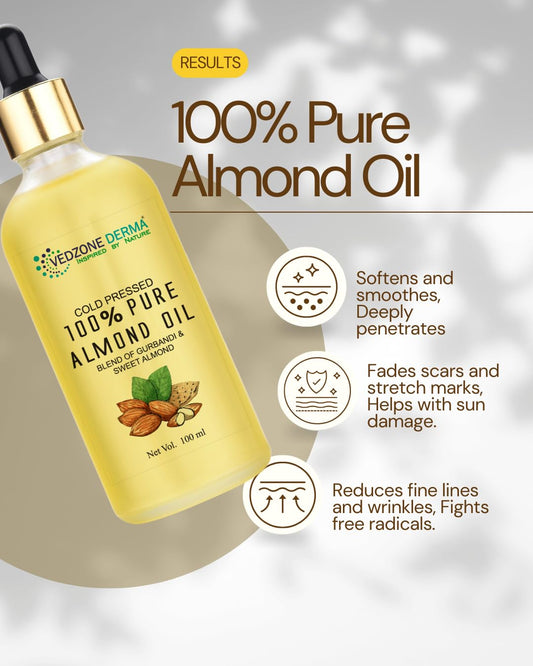 Pure Almond Oil -For Stronger Hair, Skin & Nails - No Mineral Oil & Silicones -100ml…