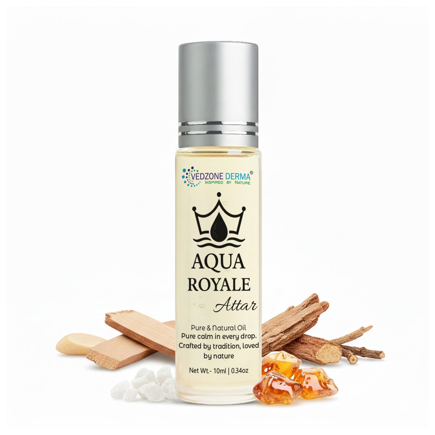 Vedzone Derma Aqua Royale Attar 10ml - Aqua Royale Attar Freshness Fit for Royalty-Rule the Day, Refresh the Senses.