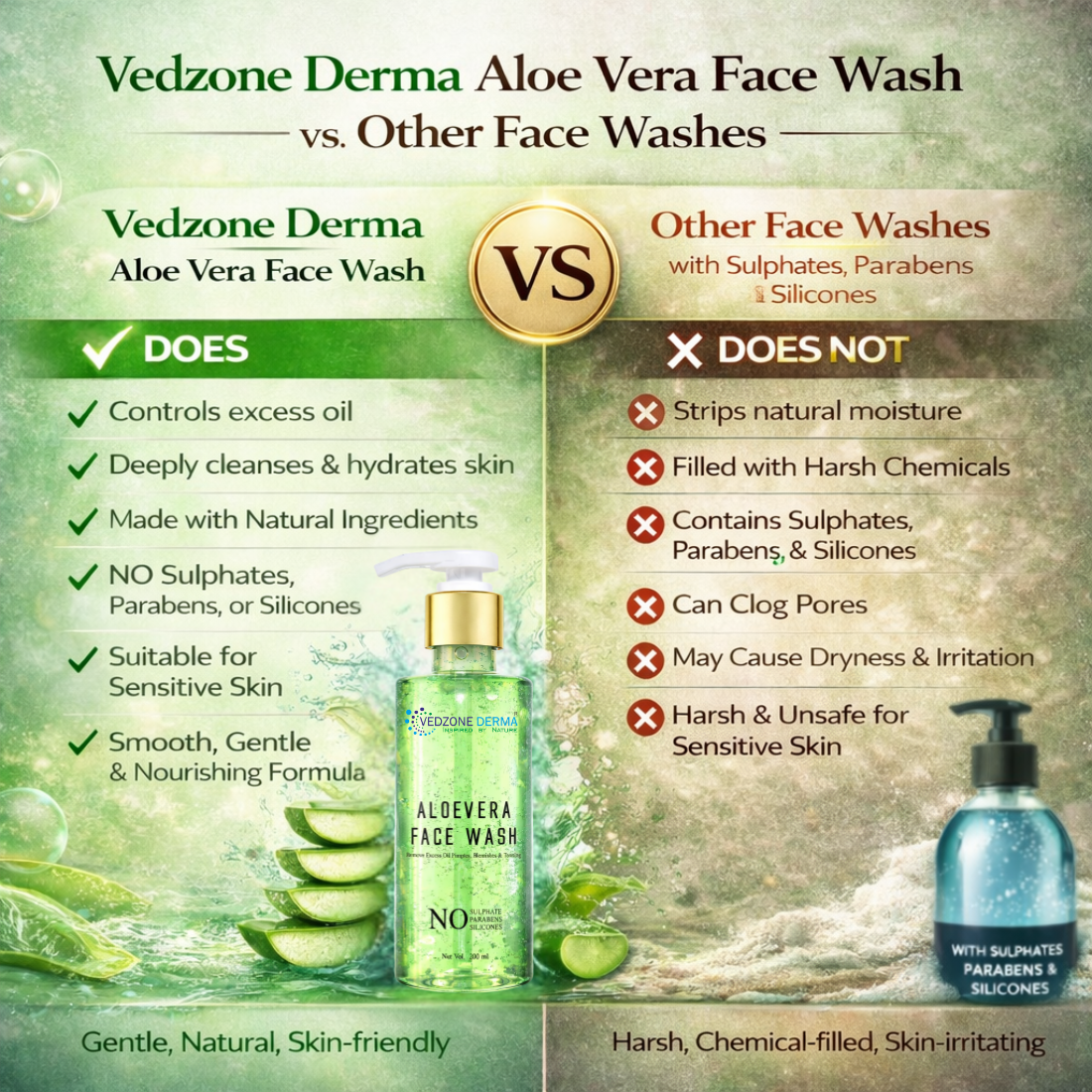 Aloe Vera Face Wash with Neem and Tulsi, 200 ml.
