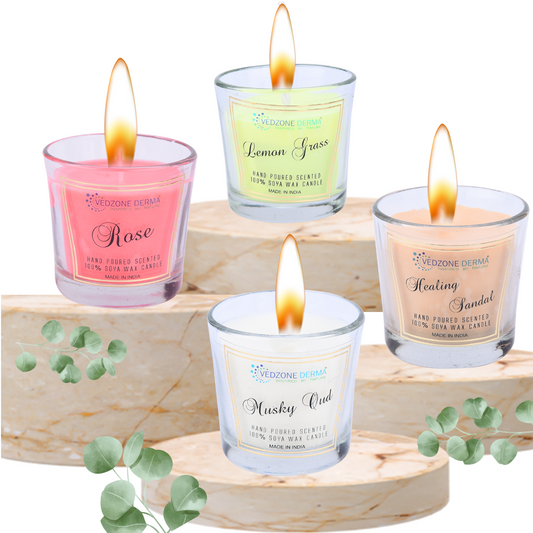 Healing sandal + Musky oud  + Rose + Lemon grass - Pack of 4