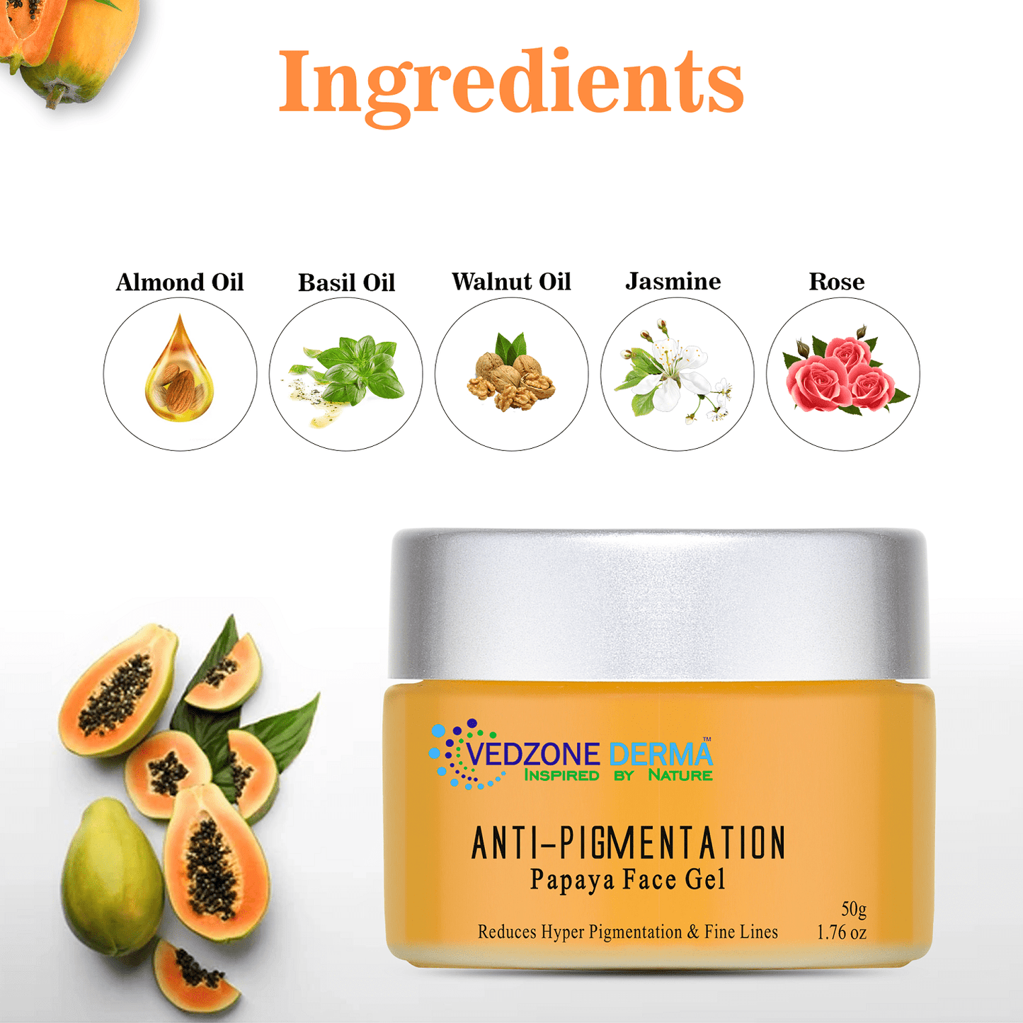 Combo  ( Papaya Face Wash +  Anti-Pigmentation Papaya Face Gel ) Wrinkles/ Fine Lines & Dark Spots