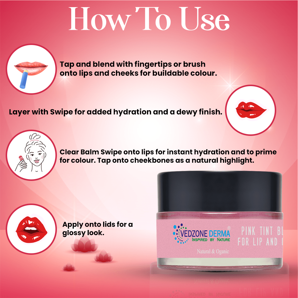Combo ( Pink Tint Blush + Lip Scrub + Lip Balm Shea & Kokum Butter ) For Chapped And Damaged Lips