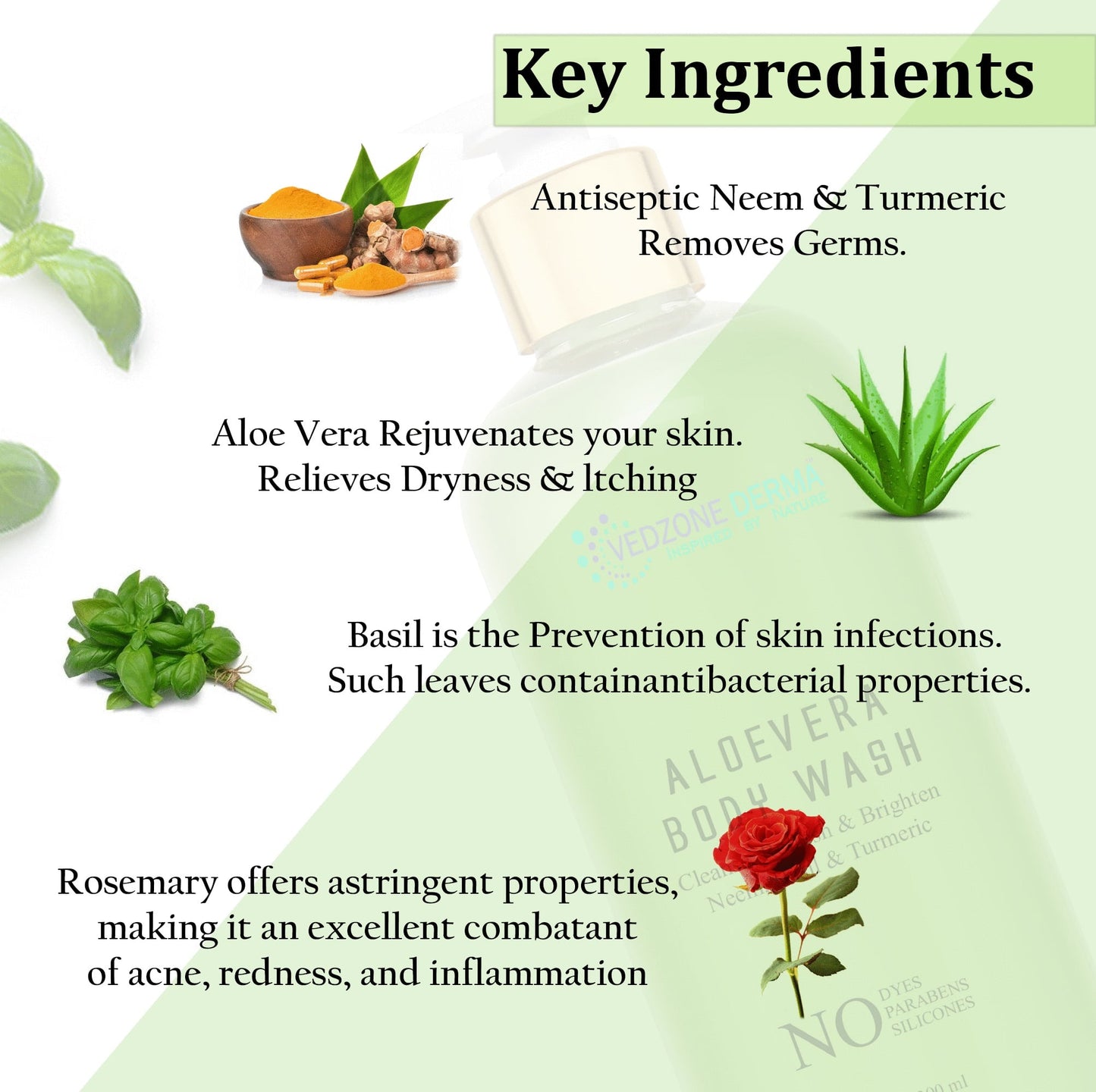 Combo ( Aloe Vera Body Wash + Aloe Vera Face Wash + Aloe Vera Face Gel ) For Combination Skin Type Neem and Tulsi.