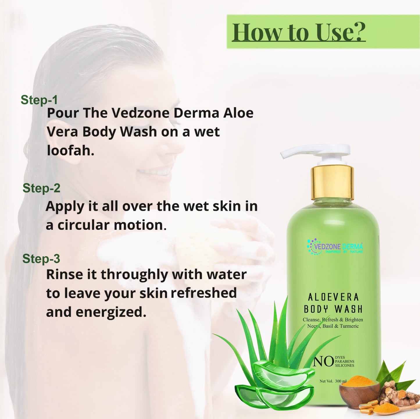 Combo ( Aloe Vera Body Wash + Aloe Vera Face Wash + Aloe Vera Face Gel ) For Combination Skin Type Neem and Tulsi.