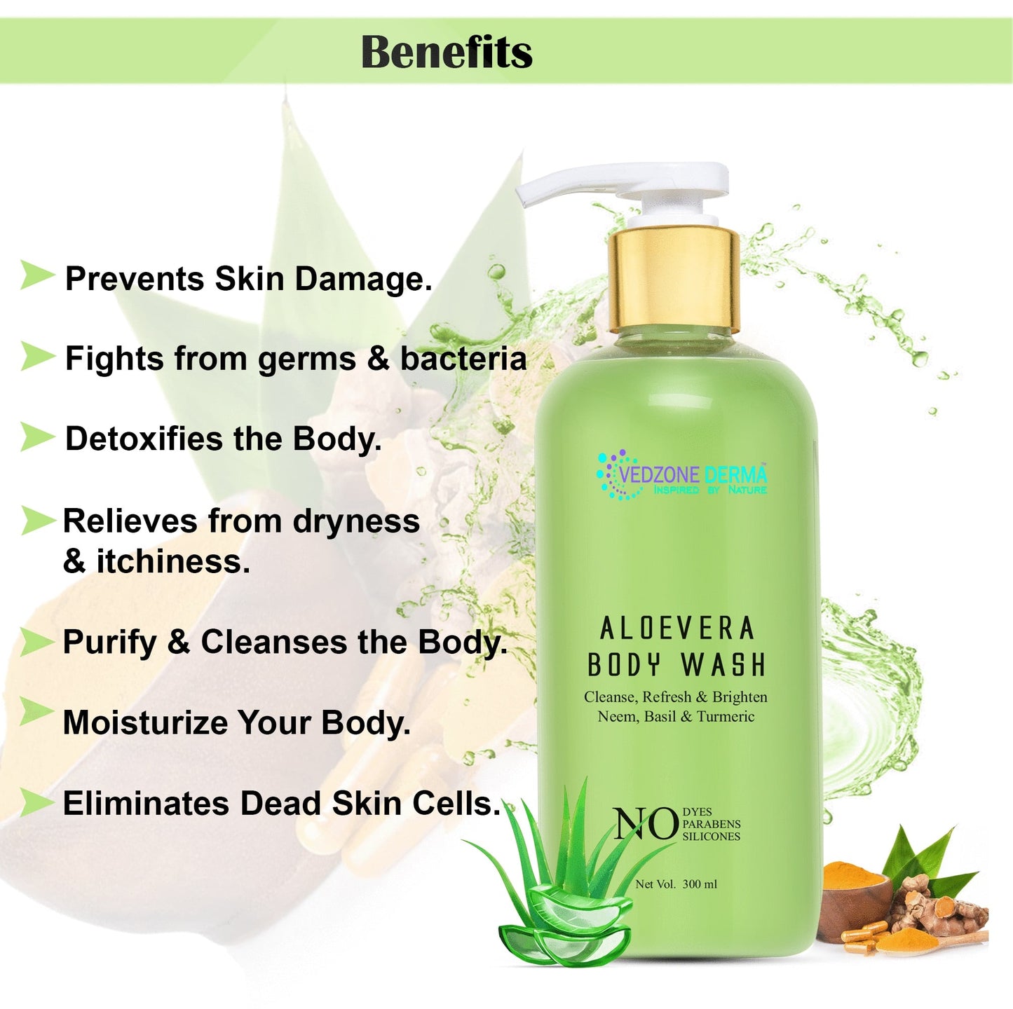 Combo ( Aloe Vera Body Wash + Aloe Vera Face Wash + Aloe Vera Face Gel ) For Combination Skin Type Neem and Tulsi.