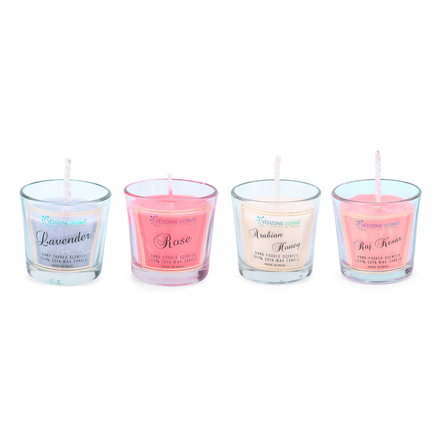 Arabian honey + Lavender + Raj kesar + Rose Candles - Pack of 4