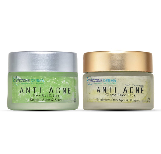 Combo Pack ( Anti Acne Clove Face Pack + Anti Acne Face Gel Crème ) for Acne and Dark Spots