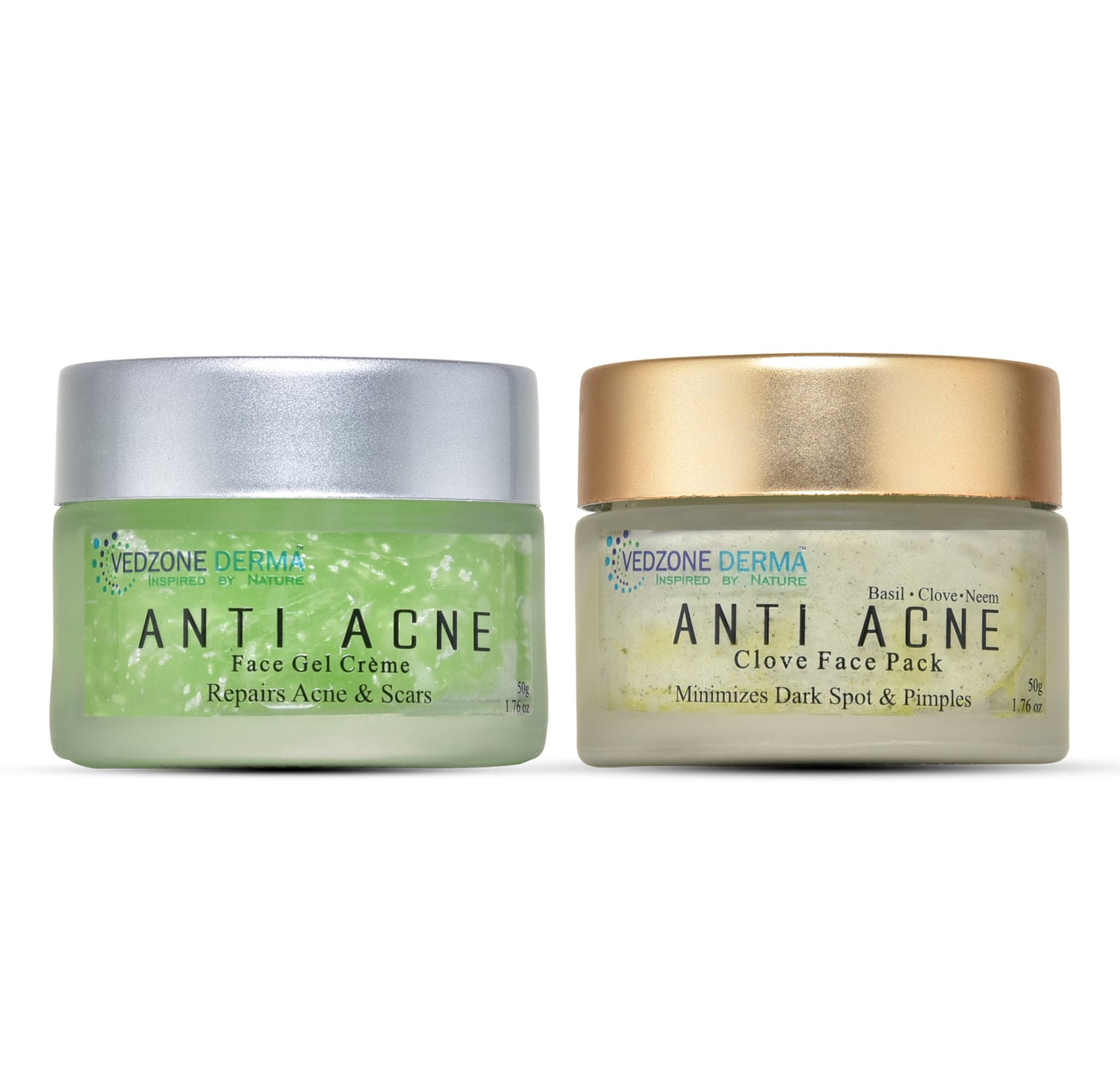 Combo Pack ( Anti Acne Clove Face Pack + Anti Acne Face Gel Crème ) for Acne and Dark Spots