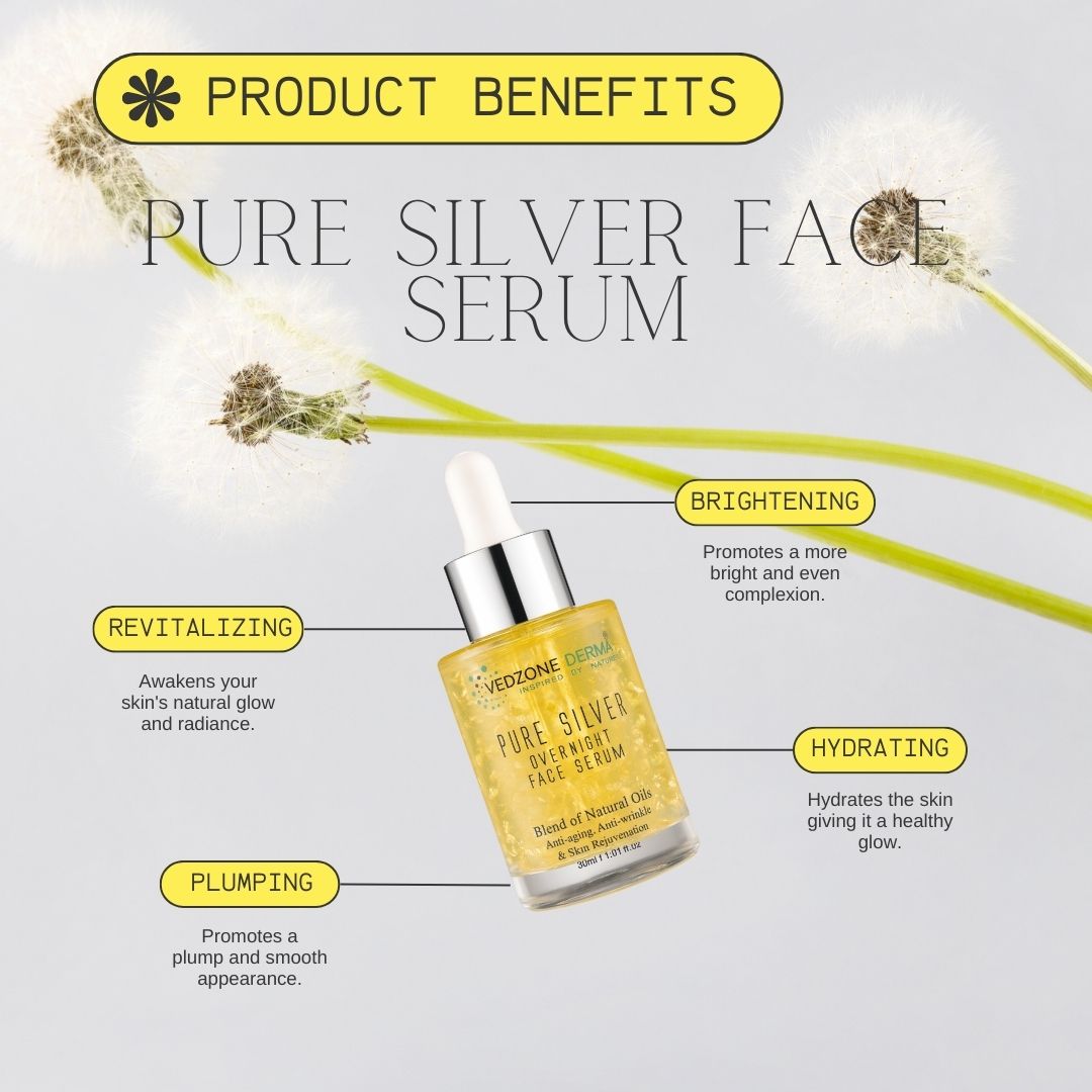 Over-Night Face Serum with Pure Silver - Skin Repair & Anti Aging Serum; 30ml
