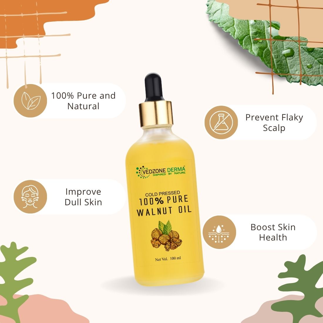 Pure Walnut Oil -For Stronger Hair, Skin & Nails - No Mineral Oil & Silicones -100ml…