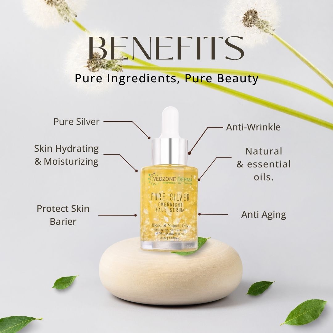 Over-Night Face Serum with Pure Silver - Skin Repair & Anti Aging Serum; 30ml
