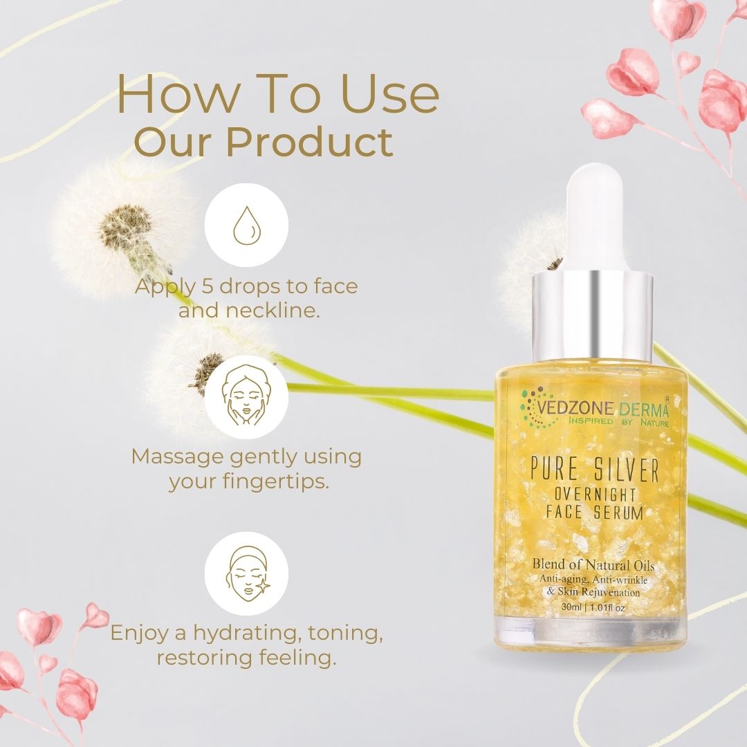Over-Night Face Serum with Pure Silver - Skin Repair & Anti Aging Serum; 30ml