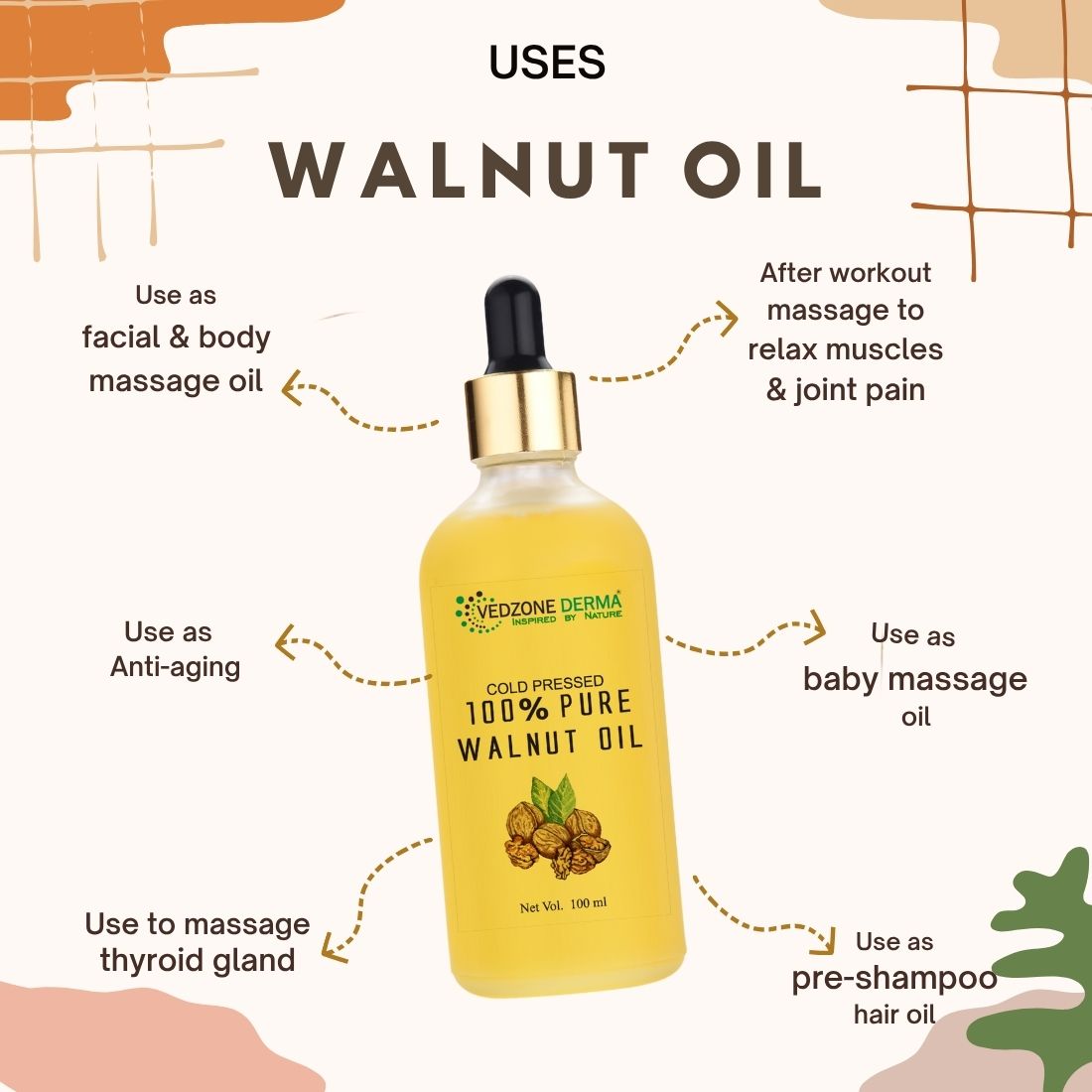 Pure Walnut Oil -For Stronger Hair, Skin & Nails - No Mineral Oil & Silicones -100ml…
