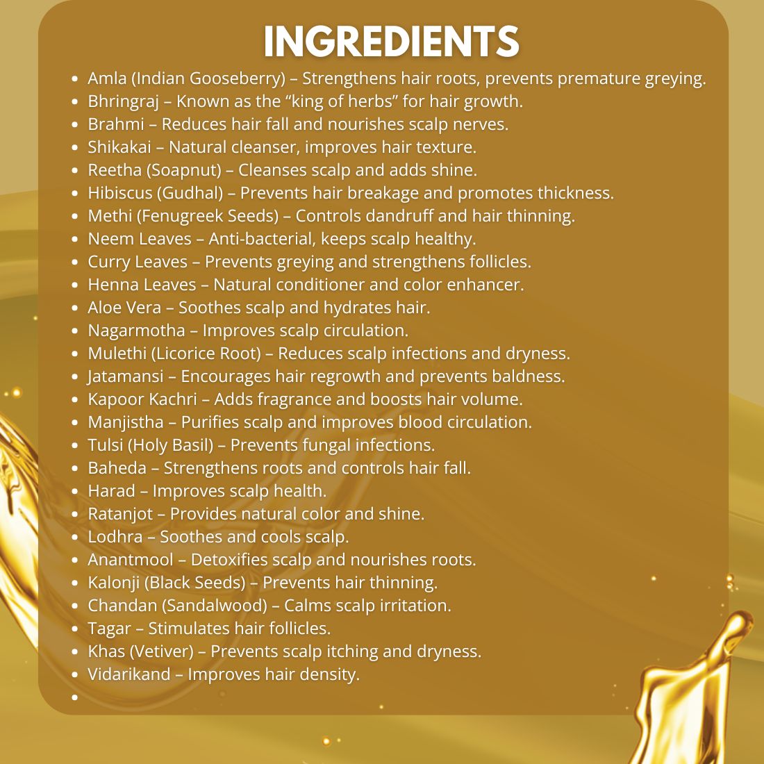 100% Pure Ayurvedic Hair Oil Tonic - Multiple Benefits; 100ml