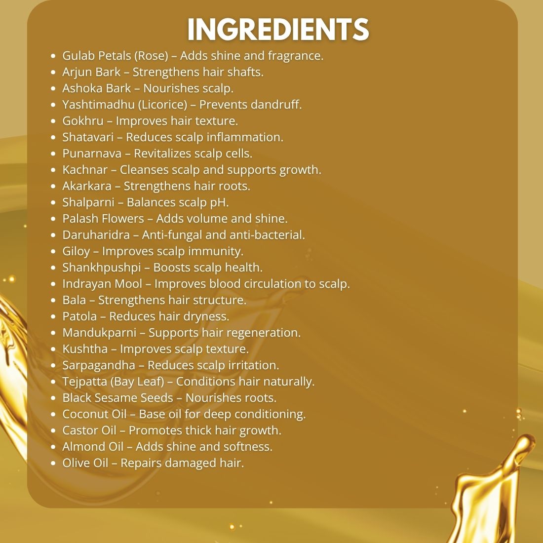 100% Pure Ayurvedic Hair Oil Tonic - Multiple Benefits; 100ml