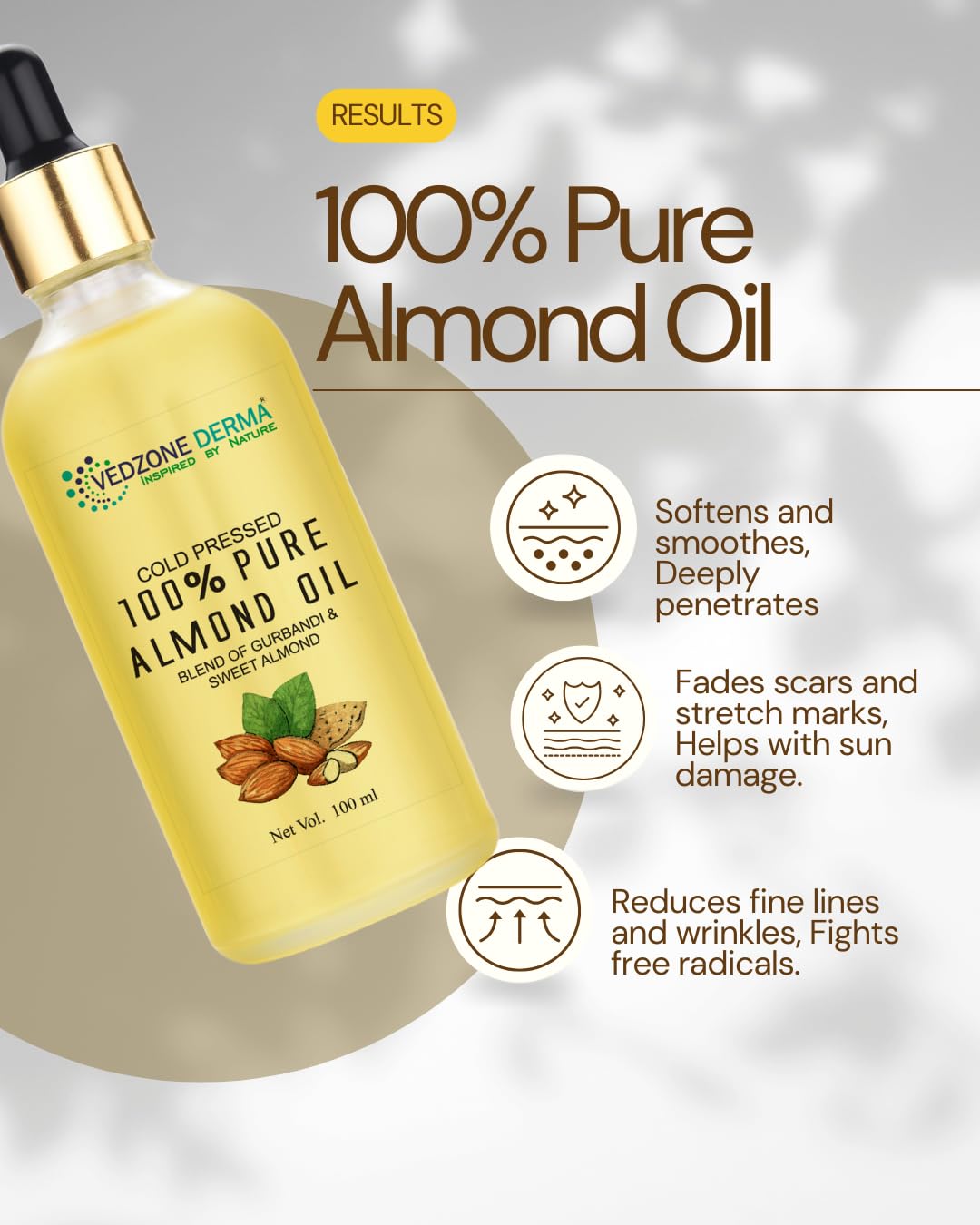 Pure Almond Oil -For Stronger Hair, Skin & Nails - No Mineral Oil & Silicones -100ml…