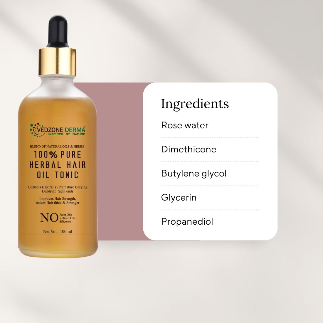 100% Pure Ayurvedic Hair Oil Tonic - Multiple Benefits; 100ml