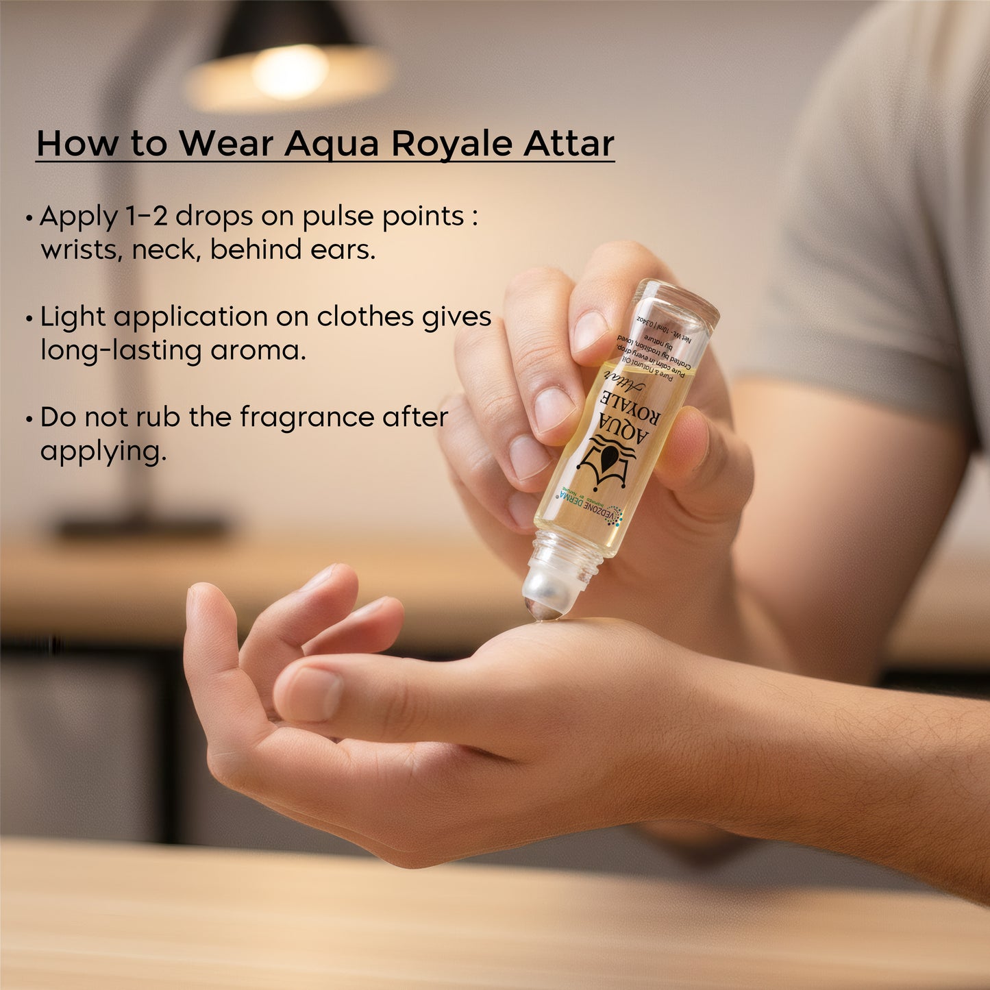 Vedzone Derma Aqua Royale Attar 10ml - Aqua Royale Attar Freshness Fit for Royalty-Rule the Day, Refresh the Senses.
