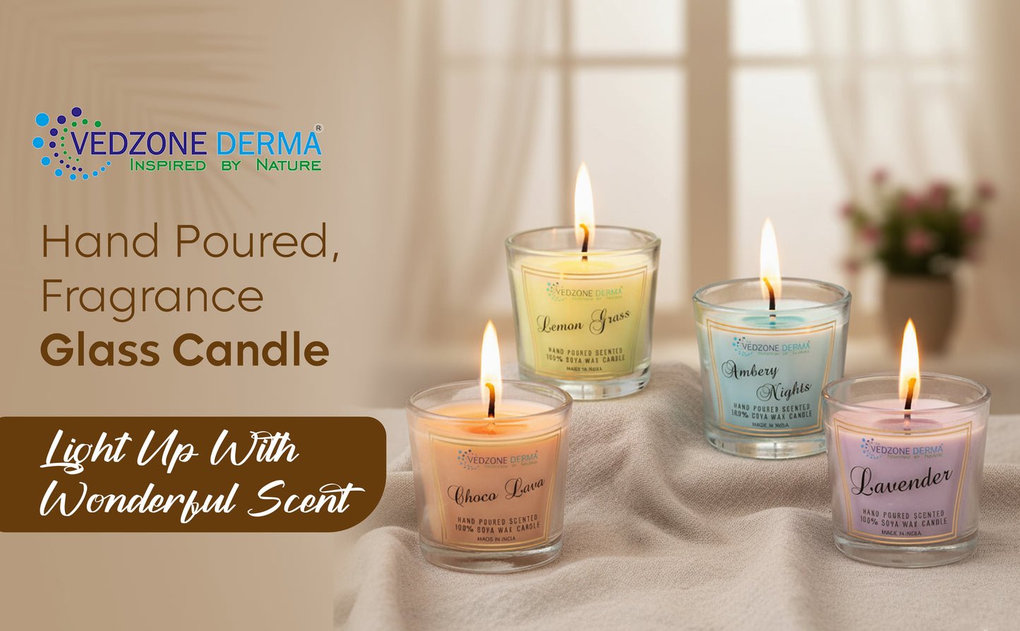 Choco lava  + Ambery nights  + Lemon grass + Lavender  - Pack of 4