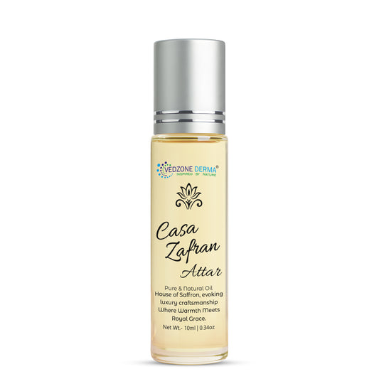 Vedzone Derma Casa Zafran Attar 10ml - The Luxury of Saffron, Captured in Every Drop-A Fragrance as Precious as Gold.