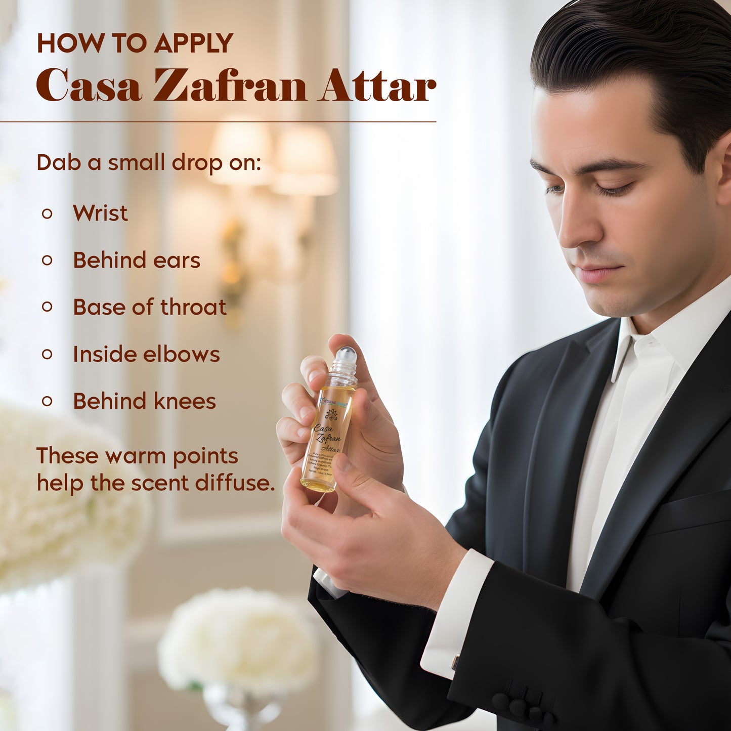 Vedzone Derma Casa Zafran Attar 10ml - The Luxury of Saffron, Captured in Every Drop-A Fragrance as Precious as Gold.