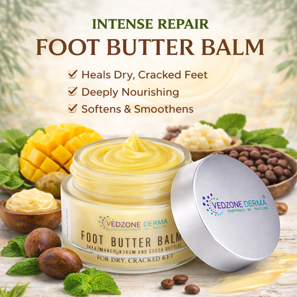 Foot Butter Balm For Dry, Cracked Feet With Shea, Mango, Kokum & Cocoa Butter; 100g
