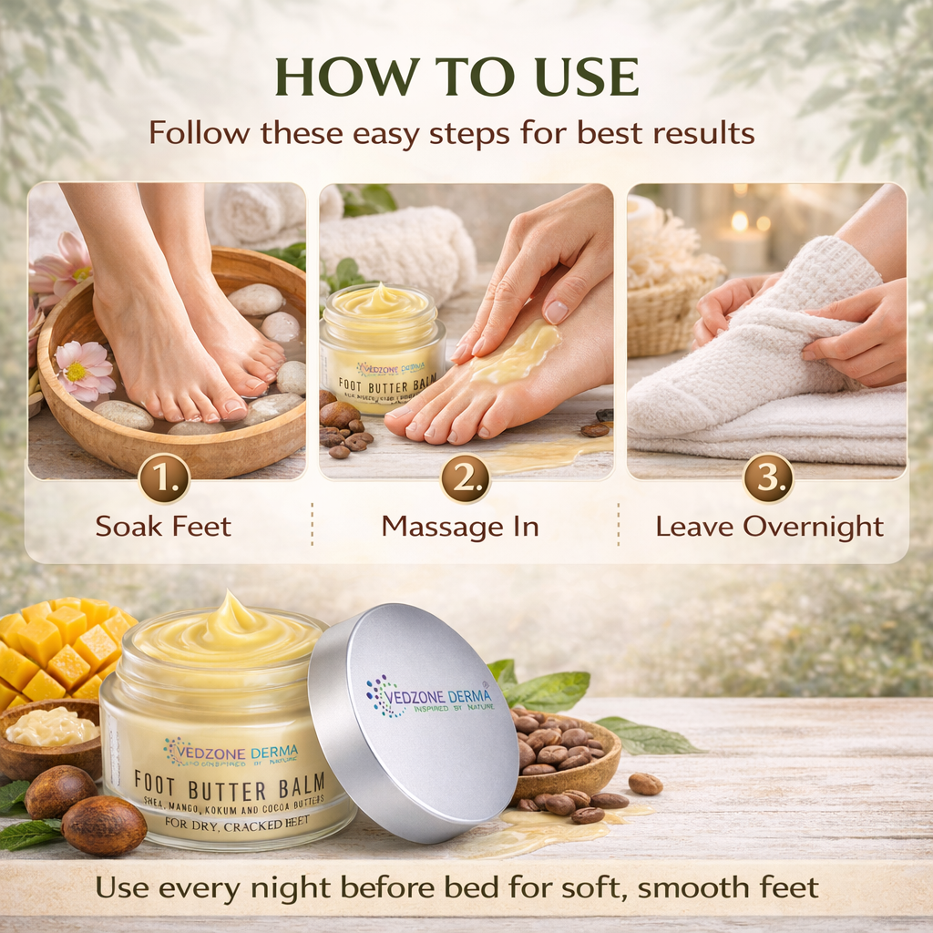 Foot Butter Balm For Dry, Cracked Feet With Shea, Mango, Kokum & Cocoa Butter; 100g