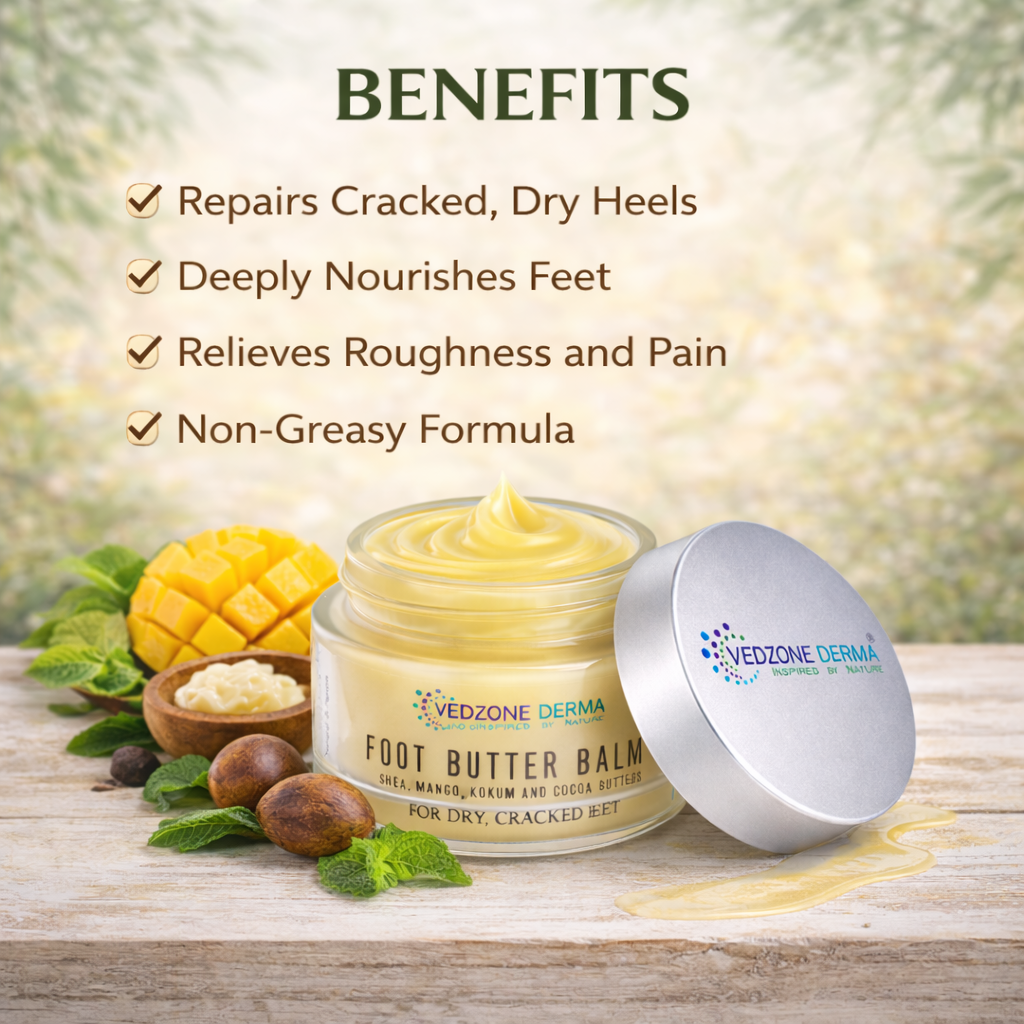 Foot Butter Balm For Dry, Cracked Feet With Shea, Mango, Kokum & Cocoa Butter; 100g