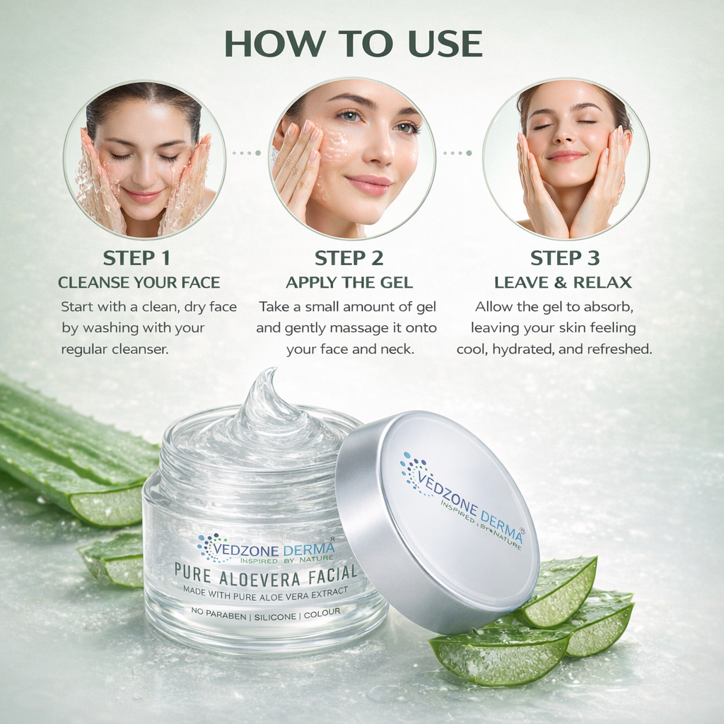 Pure Aloe Vera Facial Gel Made With Pure Aloe Vera Extract; 100g