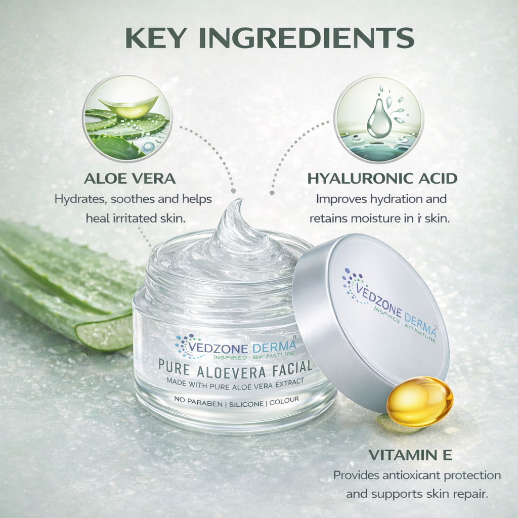 Pure Aloe Vera Facial Gel Made With Pure Aloe Vera Extract; 100g