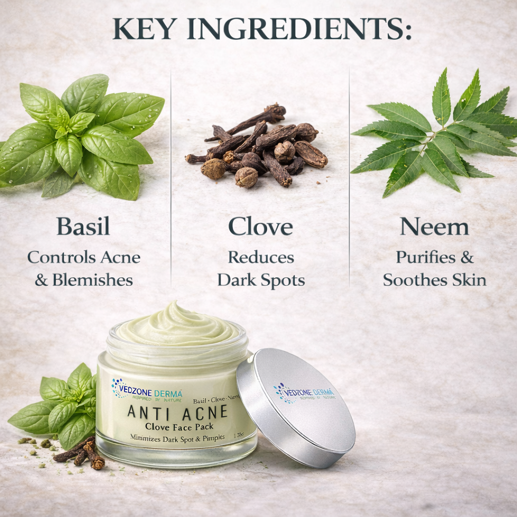 Ayurvedic Anti Acne Clove Face Pack for Minimizing Dark Sports and Pimple; 50g.