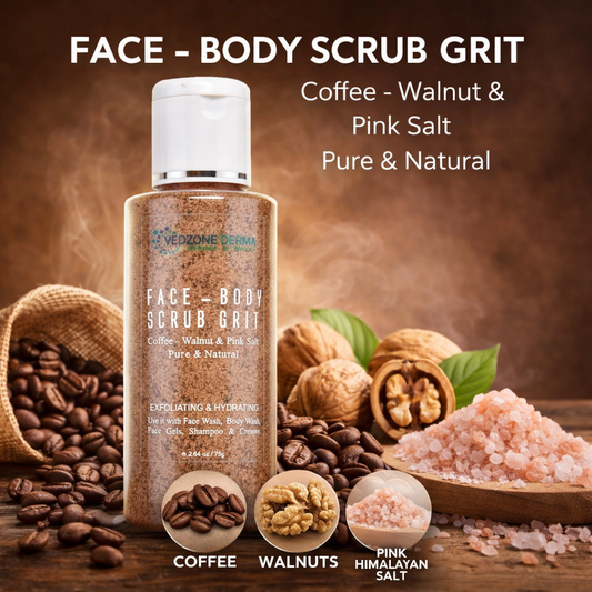 Coffee, Walnut & Pink Salt Face Body Scrub for Dull and Dry Skin; 75g.