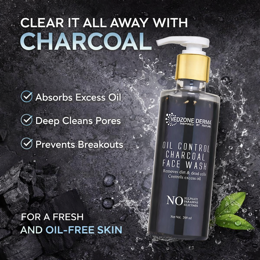 Oil Control Charcoal Face Wash For Dirt Removal & Dead Cells