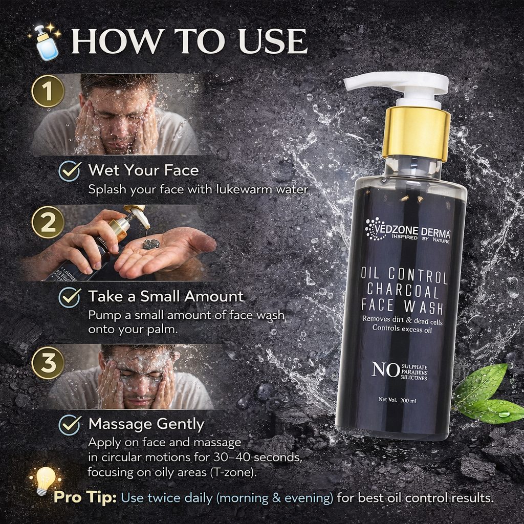 Oil Control Charcoal Face Wash For Dirt Removal & Dead Cells