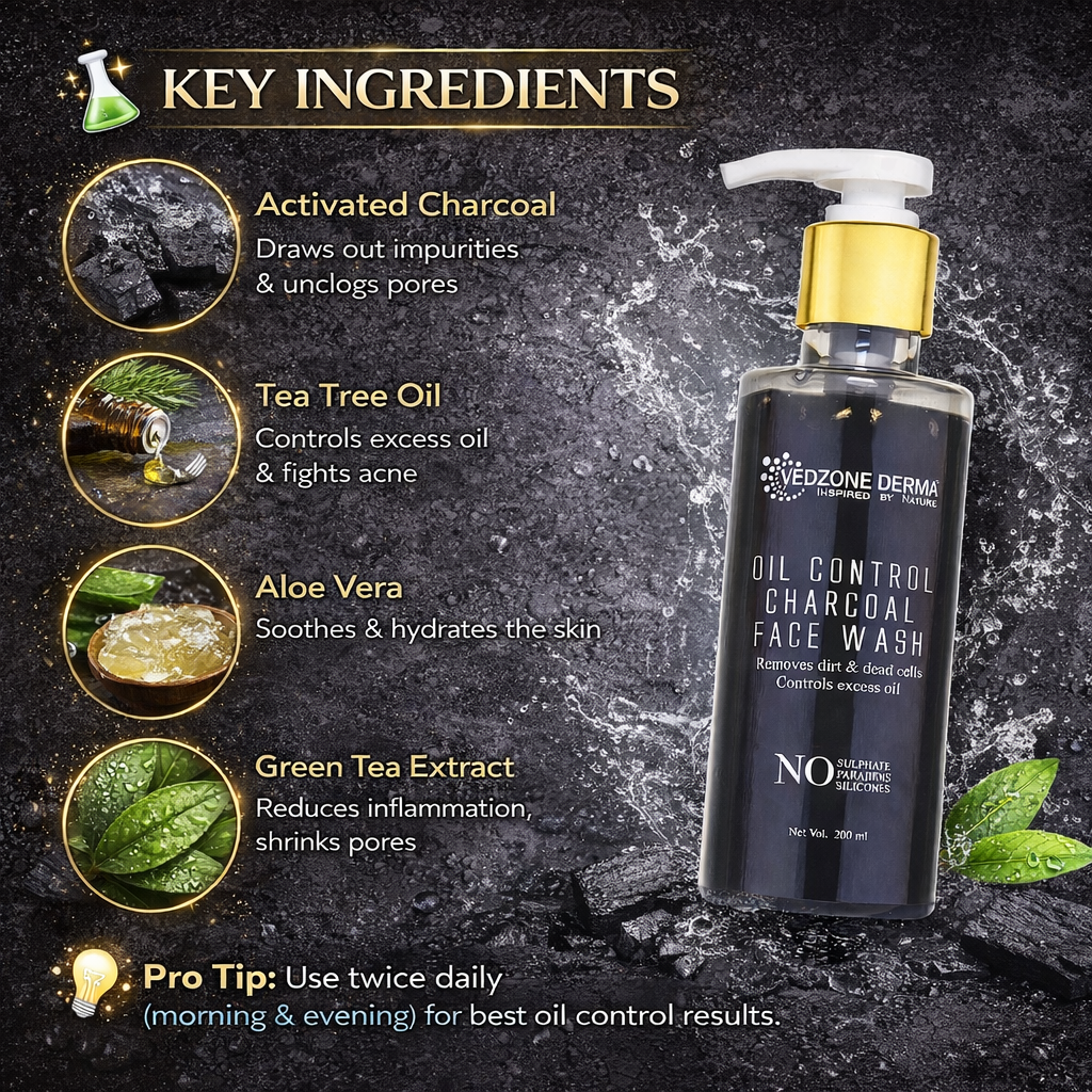 Oil Control Charcoal Face Wash For Dirt Removal & Dead Cells