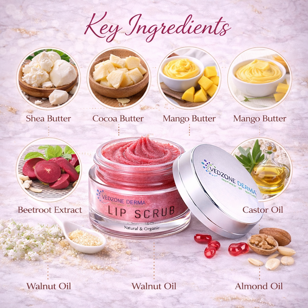 Lip Scrub For Dark, Damaged and Chapped Lips With Natural Oils & Butters ; 30g.