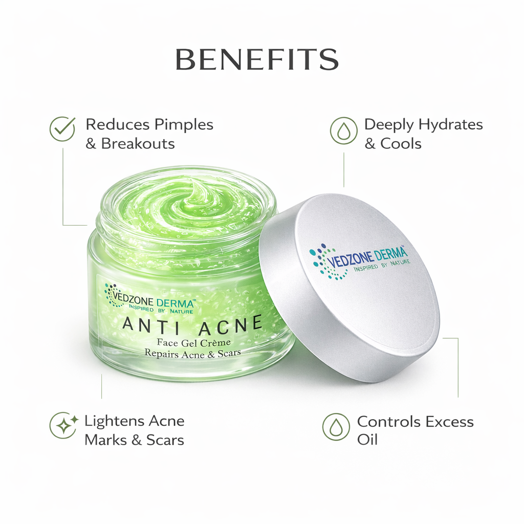 Anti Acne Face Gel Crème for Oily Skin - Repairs Acne & Scars; 50g.