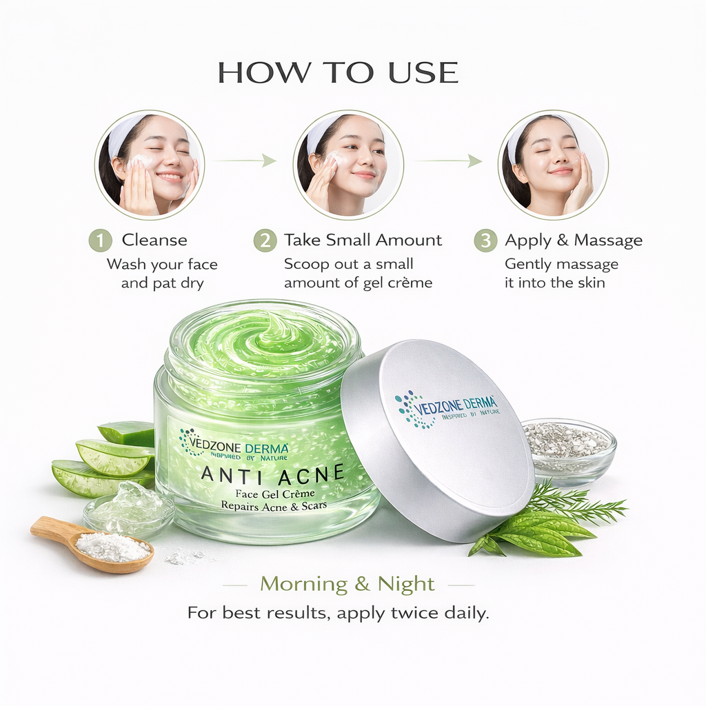 Anti Acne Face Gel Crème for Oily Skin - Repairs Acne & Scars; 50g.