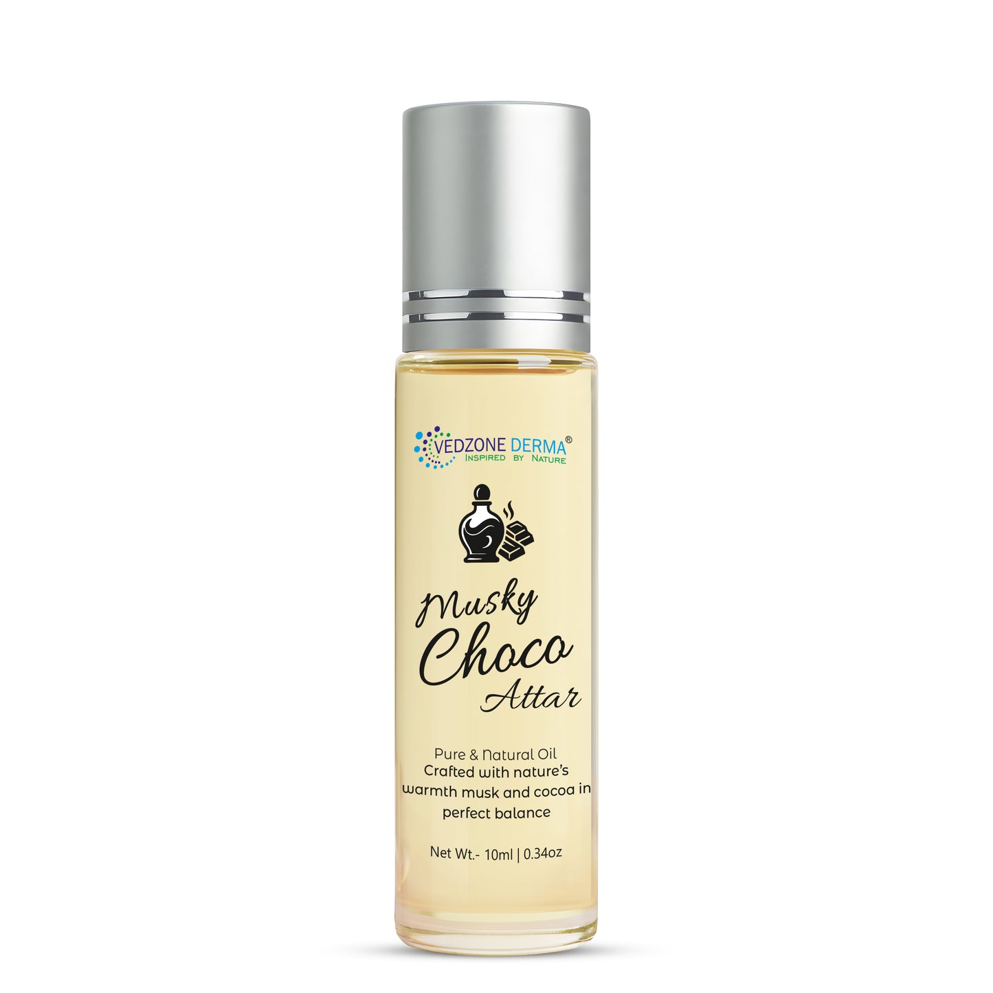 Vedzone Derma Musky Choco Attar 10ml - A Tempting Blend of Musk & Chocolate-Sweet Temptation. Lasting Impression