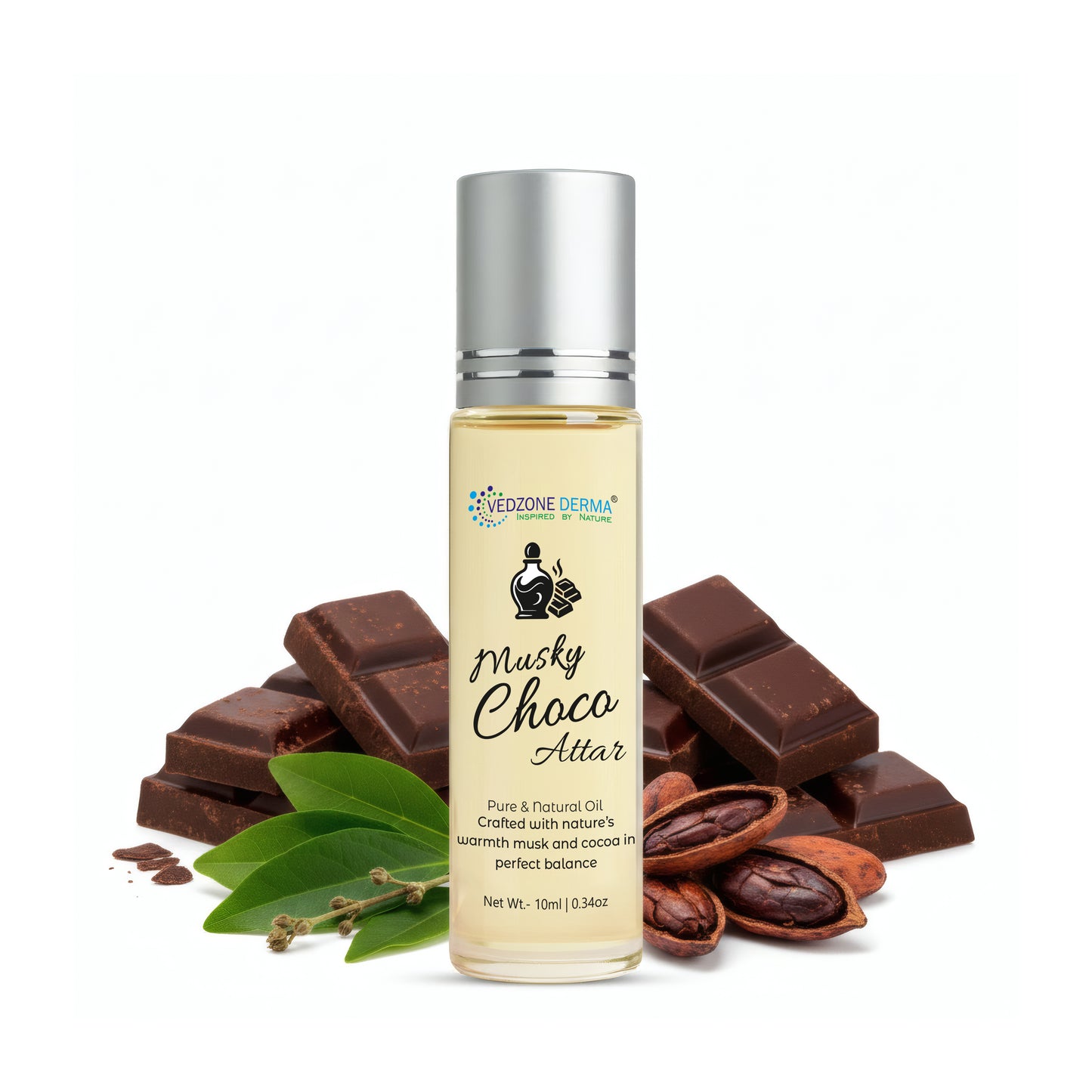 Vedzone Derma Musky Choco Attar 10ml - A Tempting Blend of Musk & Chocolate-Sweet Temptation. Lasting Impression