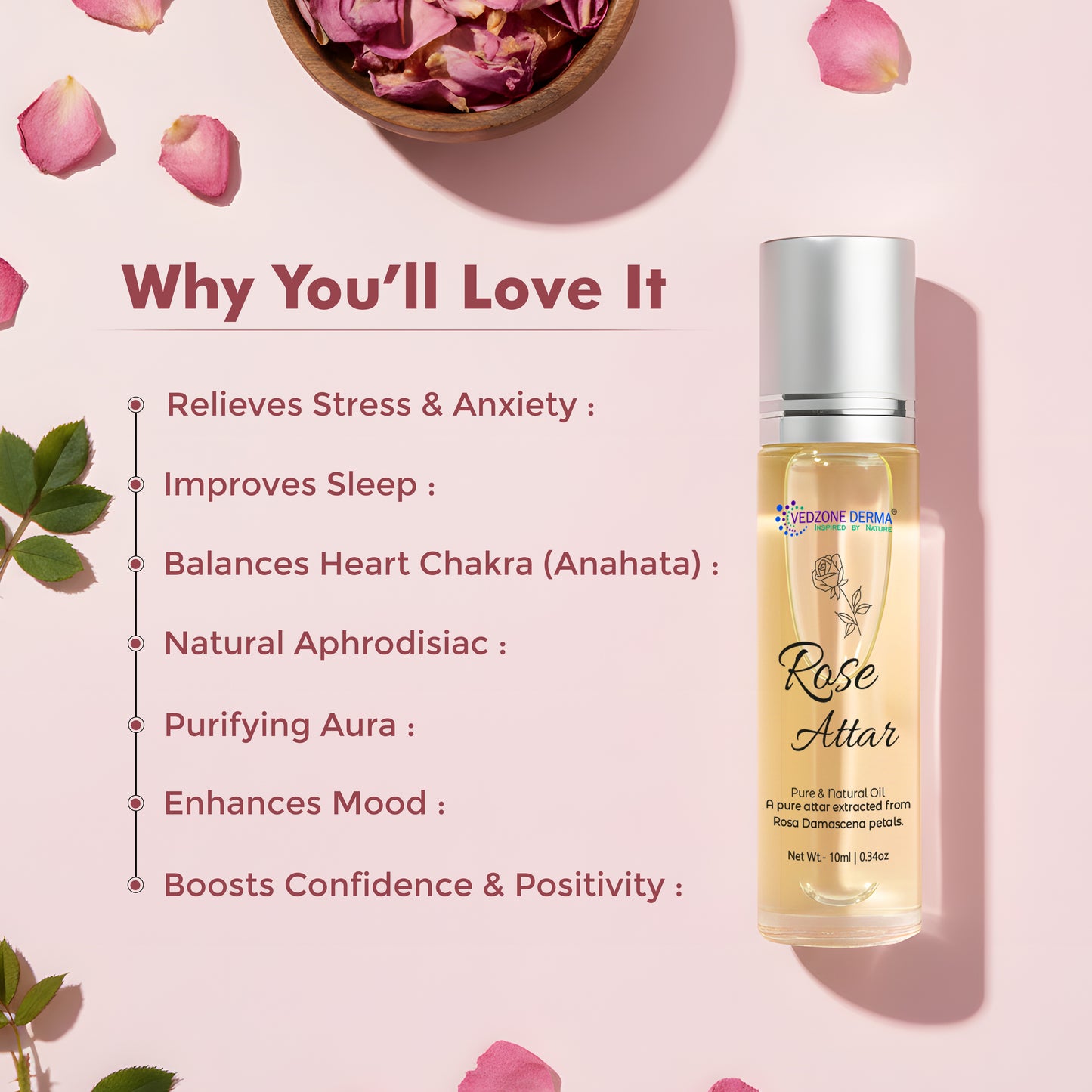 Vedzone Derma Rose Attar 10ml - The Essence of Eternal Romance