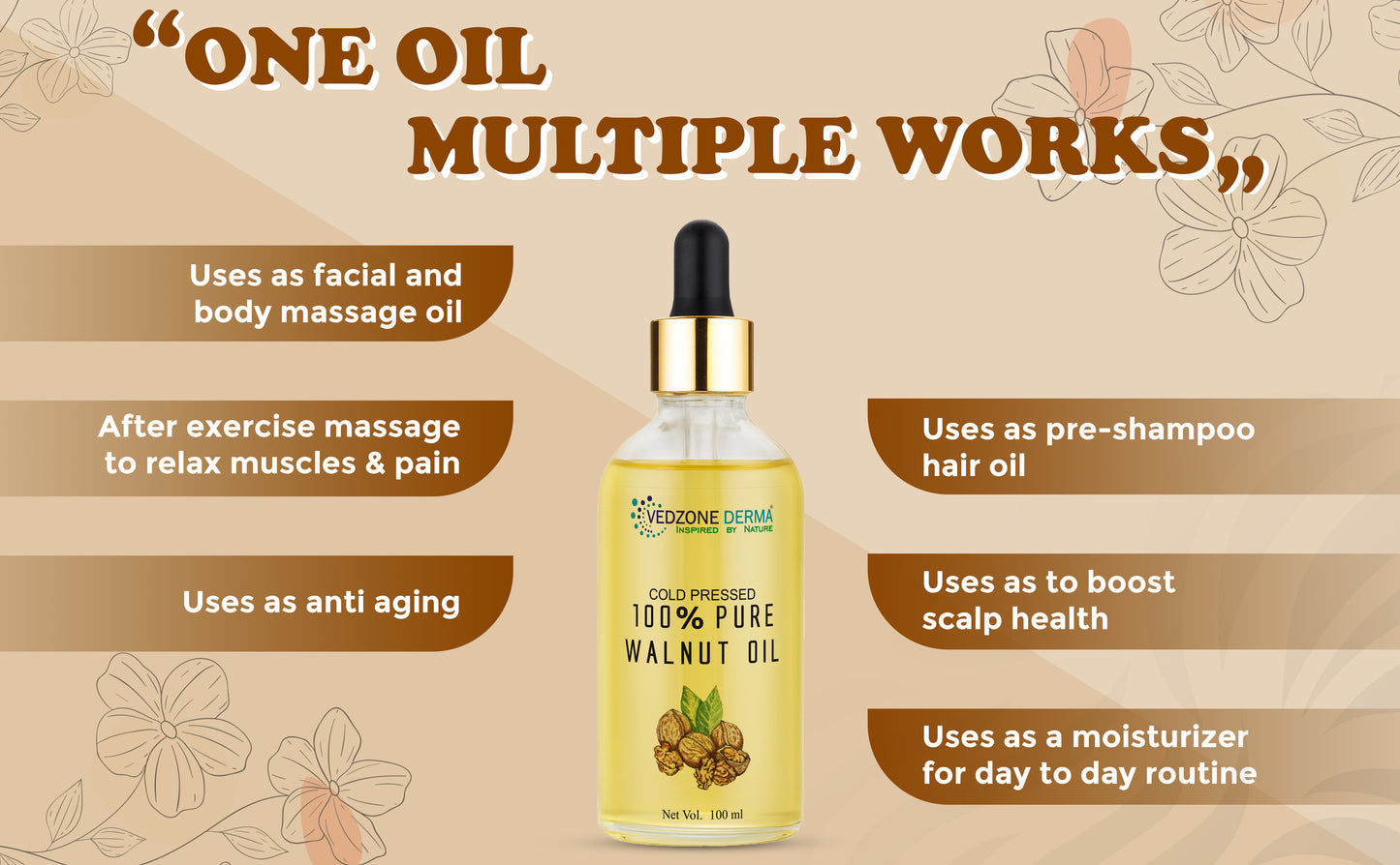 Pure Walnut Oil -For Stronger Hair, Skin & Nails - No Mineral Oil & Silicones -100ml…