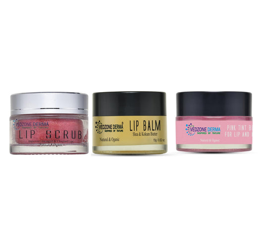 Combo ( Pink Tint Blush + Lip Scrub + Lip Balm Shea & Kokum Butter ) For Chapped And Damaged Lips